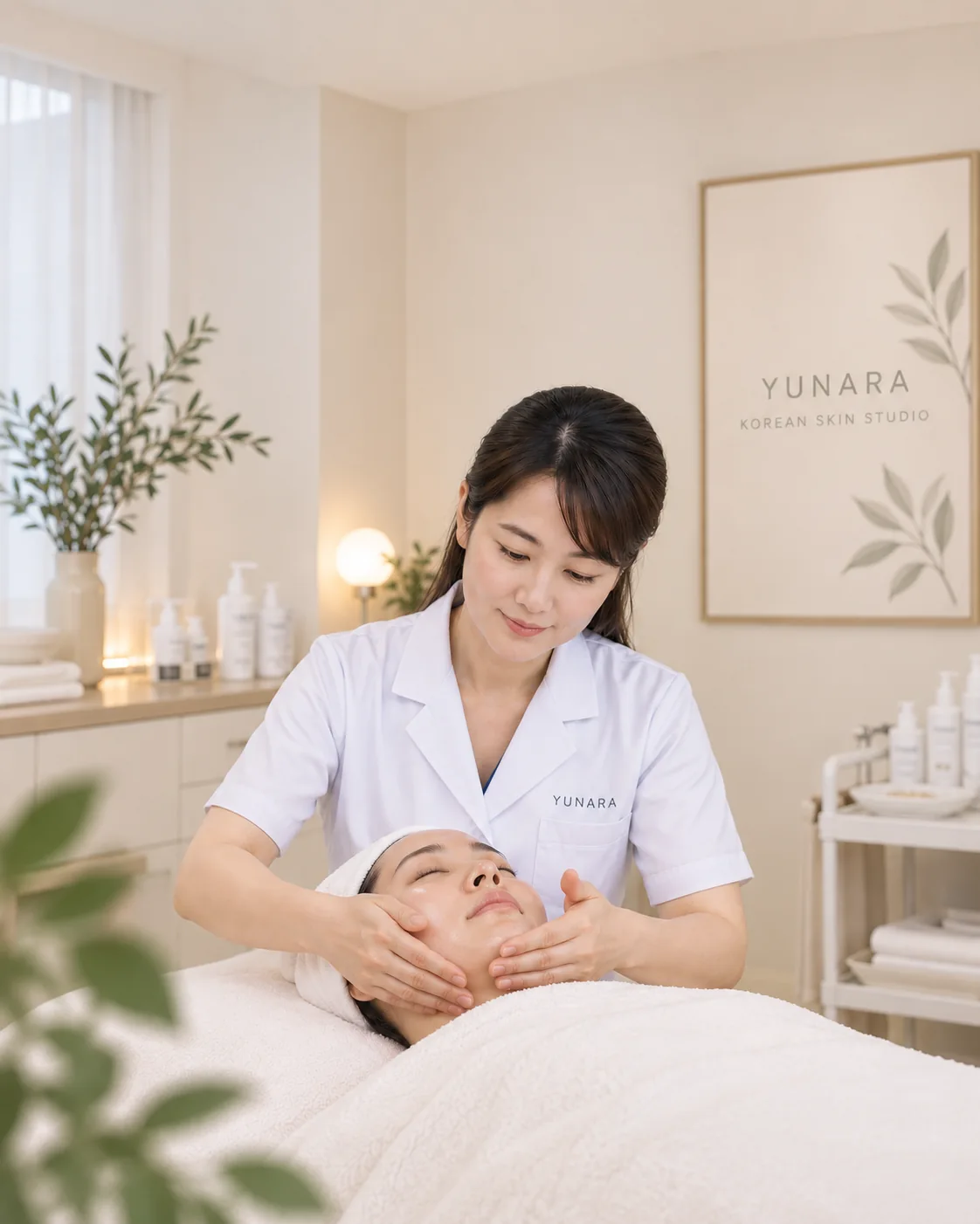 YUNARA treatment scene in a warm, quiet setting